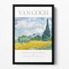 Wheat Field With Cypresses Titled Floating Framed Canvas