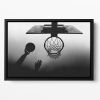 Black And White Basketball Hoop Floating Framed Canvas
