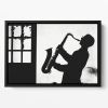Saxophone player Floating Framed Canvas