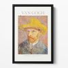 Self Portrait With Straw Hat Titled Floating Framed Canvas