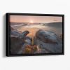 Sunrise On The Rocks Floating Framed Canvas