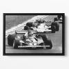 Niki Lauda leads James Hunt in the British Grand Prix 1976 Floating Framed Canvas